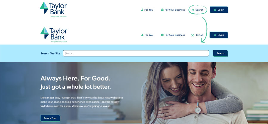 Screenshot of the Taylor Bank website