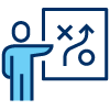 Icon illustration of a person pointing at a chart