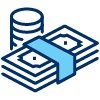 Icon illustration of a stack of cash and coins