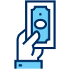 Icon illustration of a hand holding a dollar bill