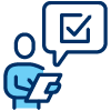 Icon illustration of a person and a check mark