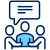 Icon illustration of three people talking