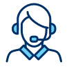 Icon illustration of a person with a headset