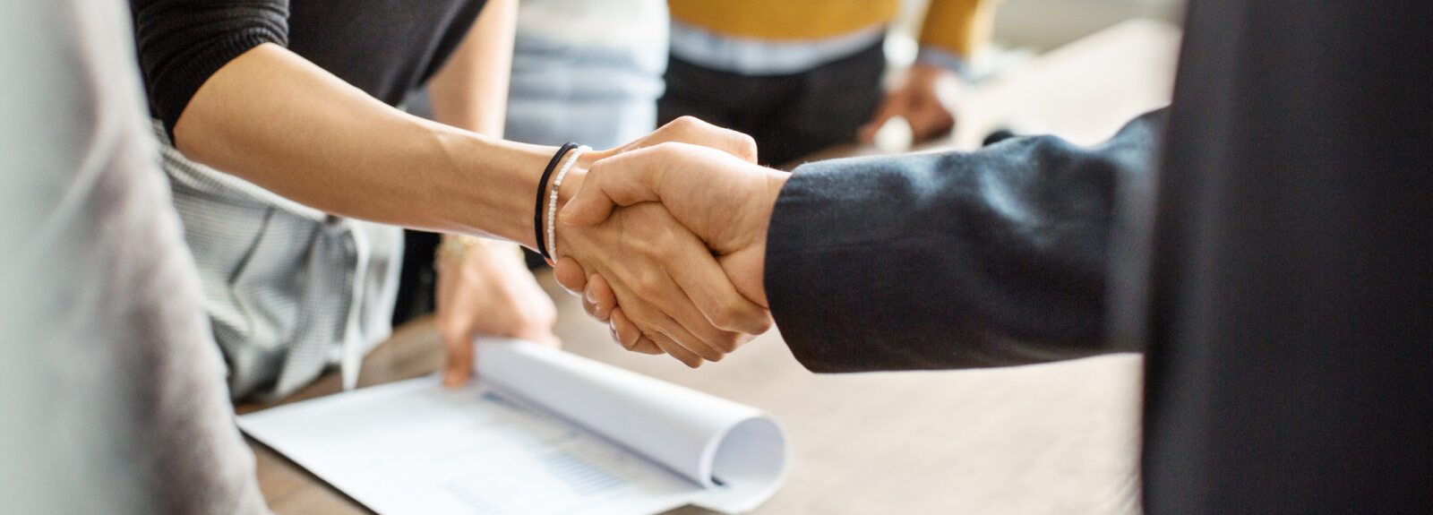 Close up of a handshake